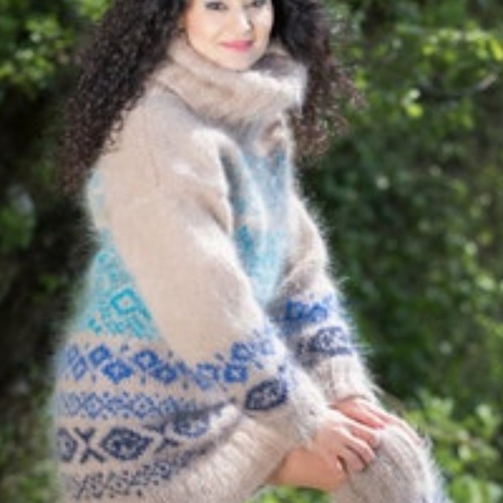 Nordic Sweater Mohair Sweater Jaquard Sweater Dress Turtleneck Icelandic Jumper